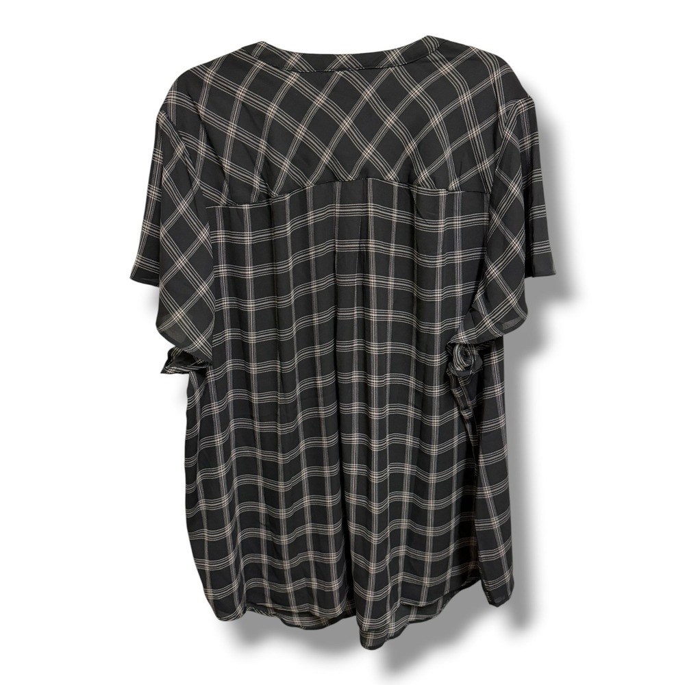 Torrid Harper Black White Plaid Georgette Flutter Sleeve Blouse Size 4 4X NWT - Picture 6 of 10